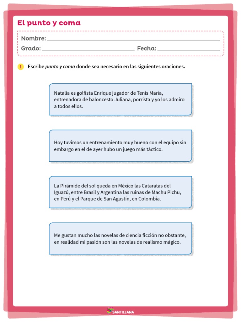 Uso del punto y coma en oraciones | PDF