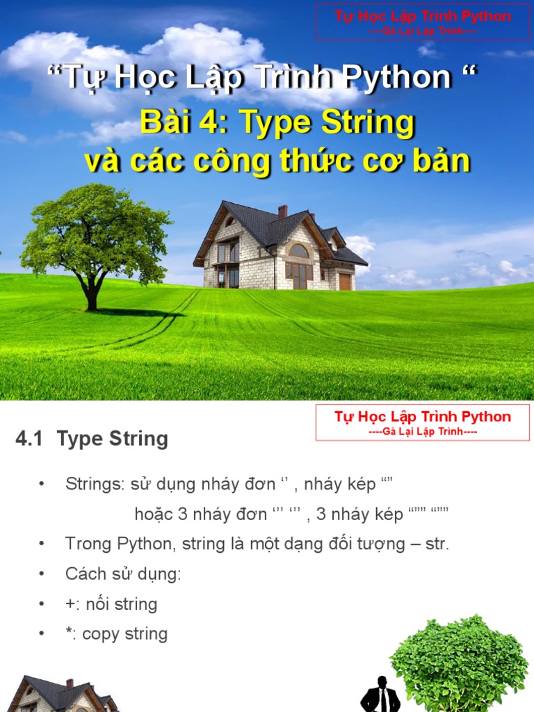 Bai4.Tự Học Python- Kiểu Chuỗi Và Các Công Thức Cơ Bản Python | PDF