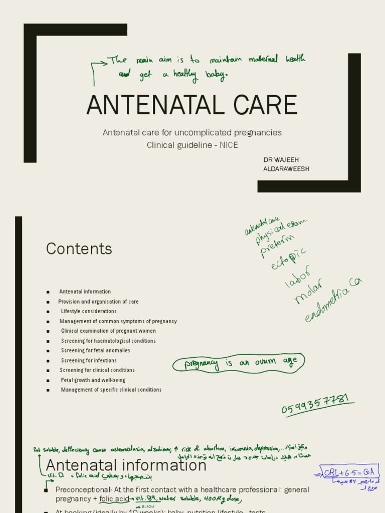 Antenatal Care Guidelines for Uncomplicated Pregnancies | PDF ...