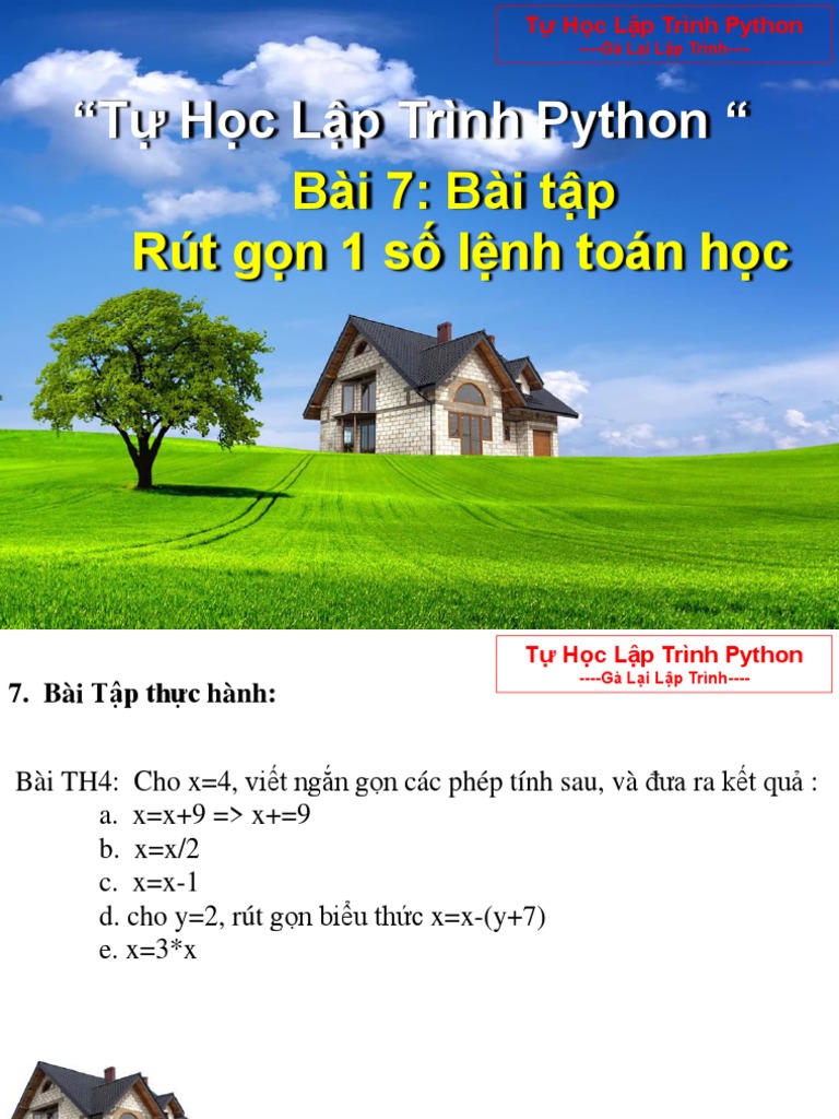 Bai7.Tự học python- Rút gọn lệnh toán học | PDF