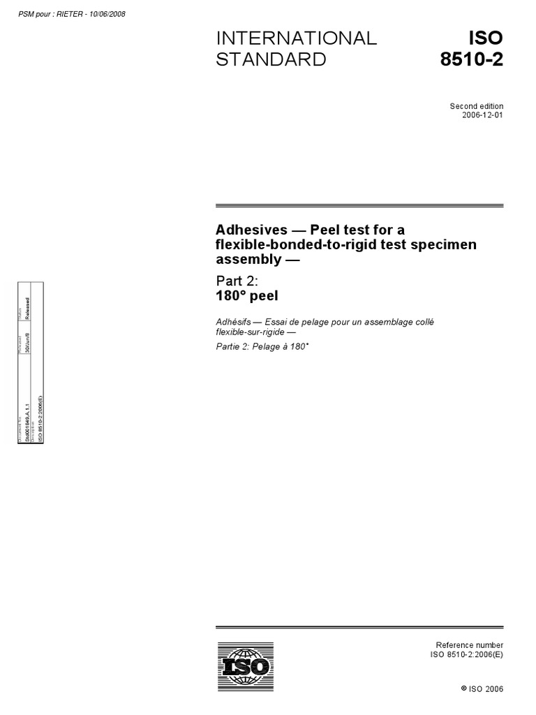 ISO 8510-2 - Adhesives Peel test for a flexible-bonded-to-rigid test ...