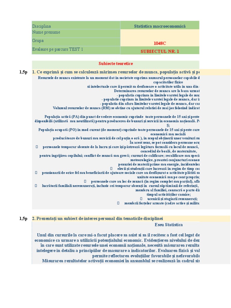 Test Statistica Seminar | PDF