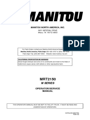 Manuel Manitou MRT 2150, PDF, Vehicles