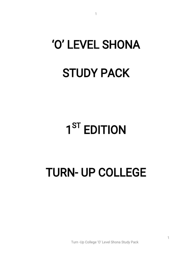 'O' Level Shona Study Pack PDF