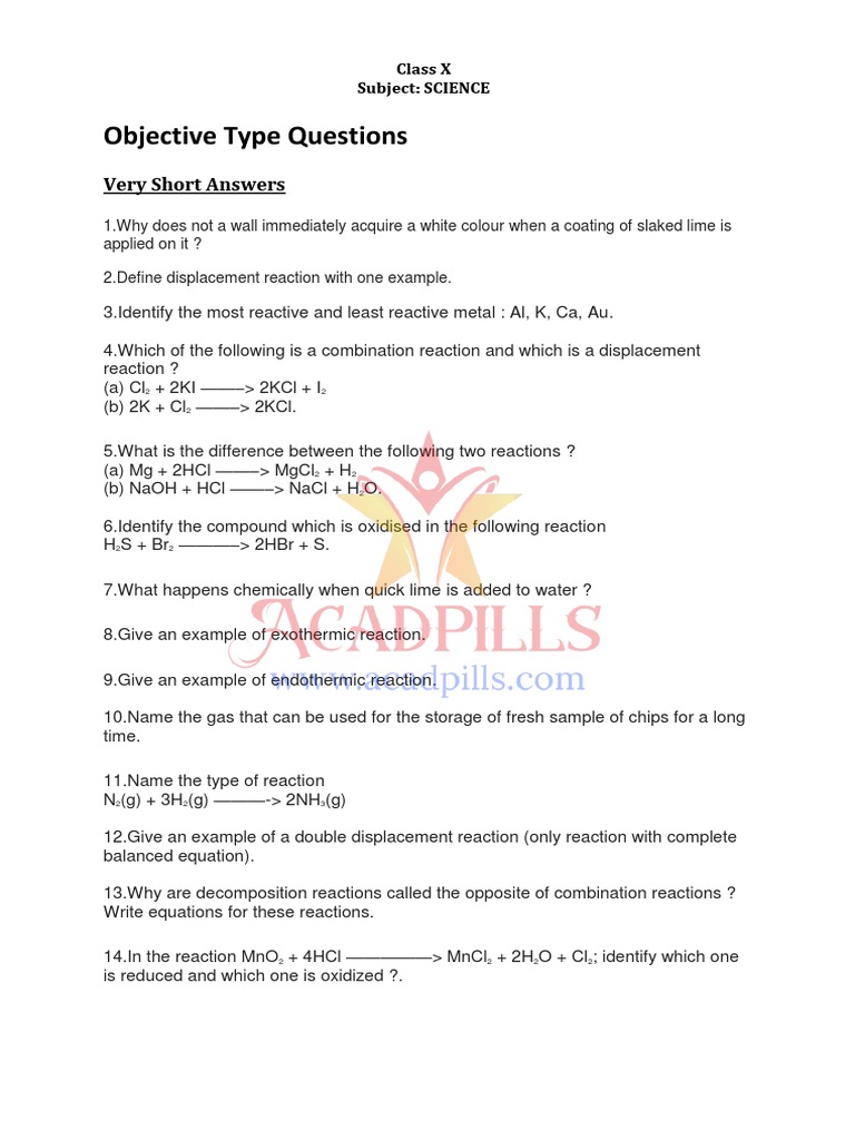 Objective Type Science Questions | PDF | Oxide | Ionic Bonding