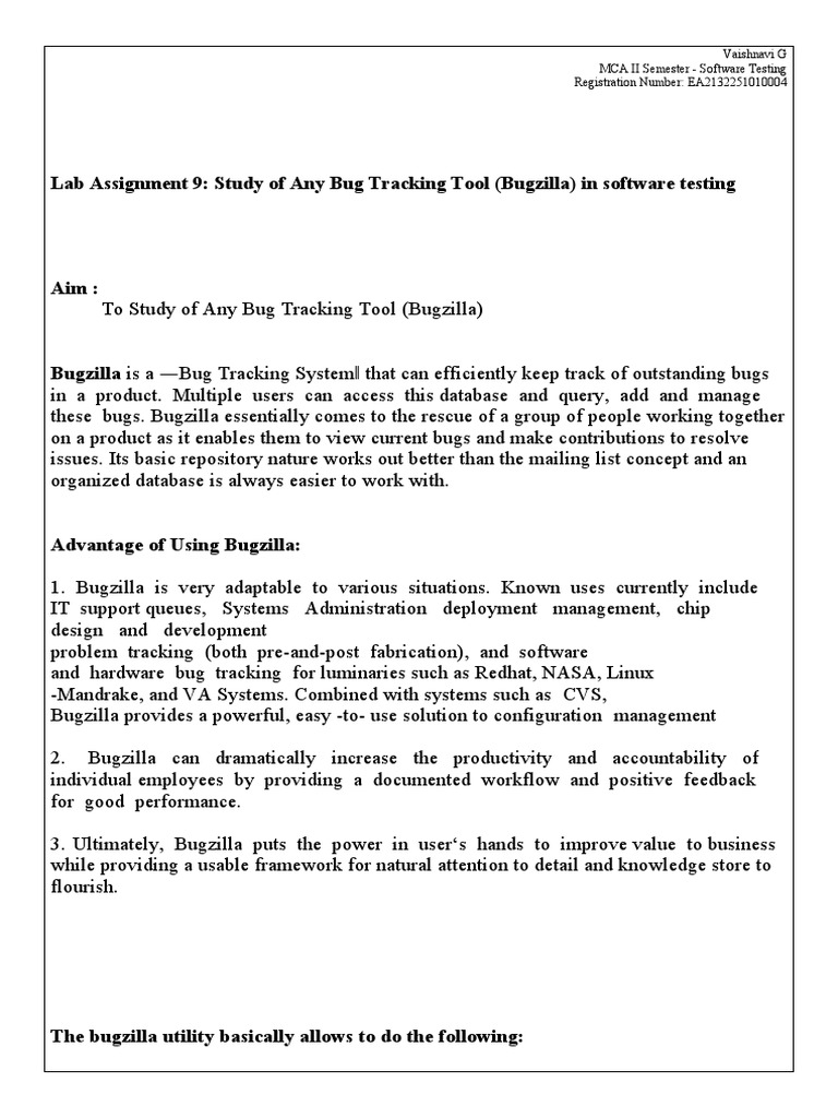 Lab Assignment 9 PDF Software Bug Databases