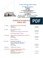 Schedule of Divine Services - January, 2023