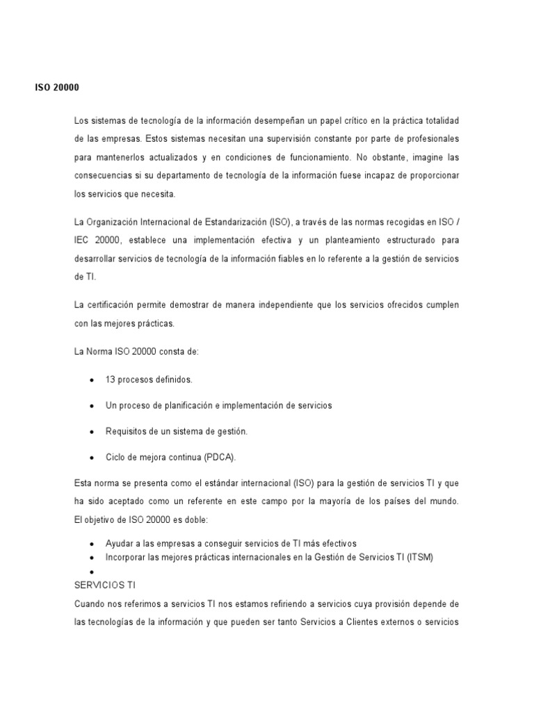 Guía sobre la norma ISO 20000 para TI | PDF | Economias | Business