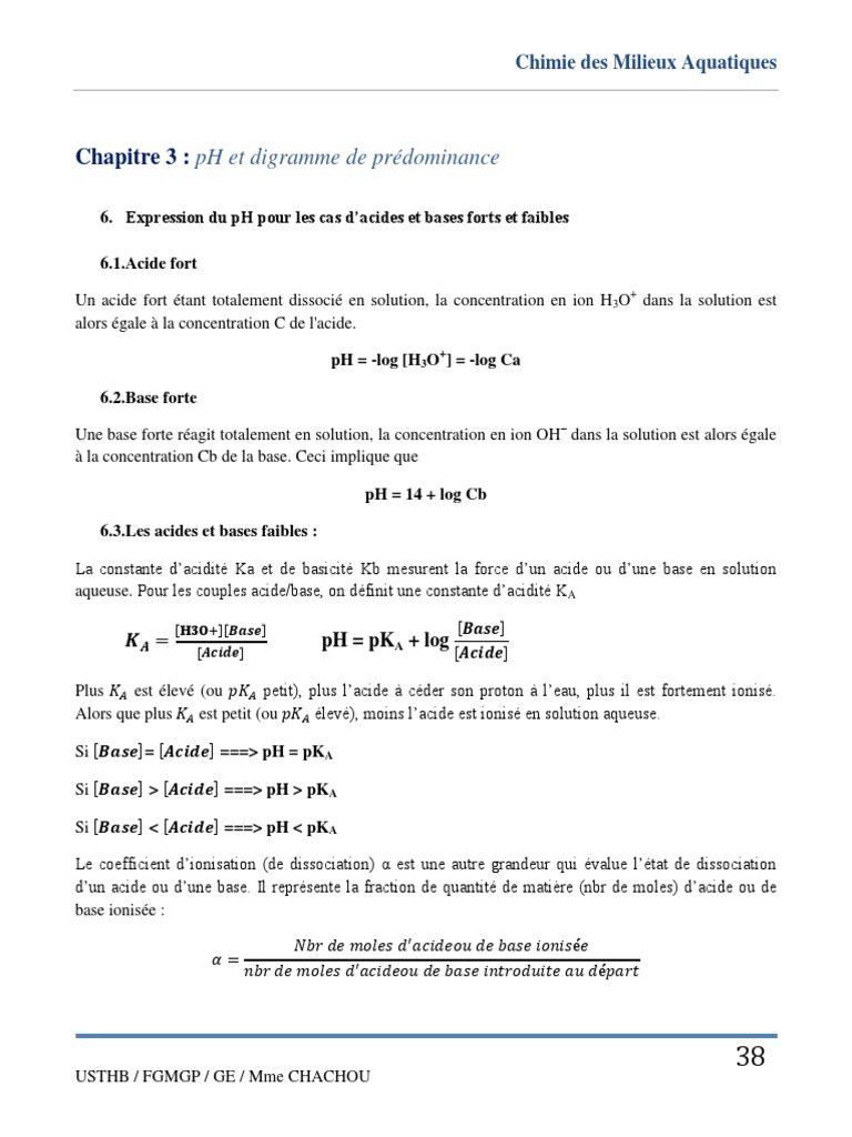 pH et Diagrammes de Prédominance | PDF | Ph | Dissociation (chimie)