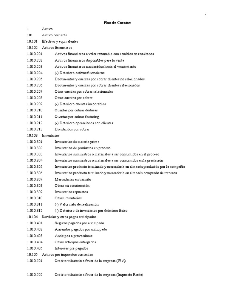 Estructura del Plan de Cuentas Contables | PDF | Activo fijo | Dividendo