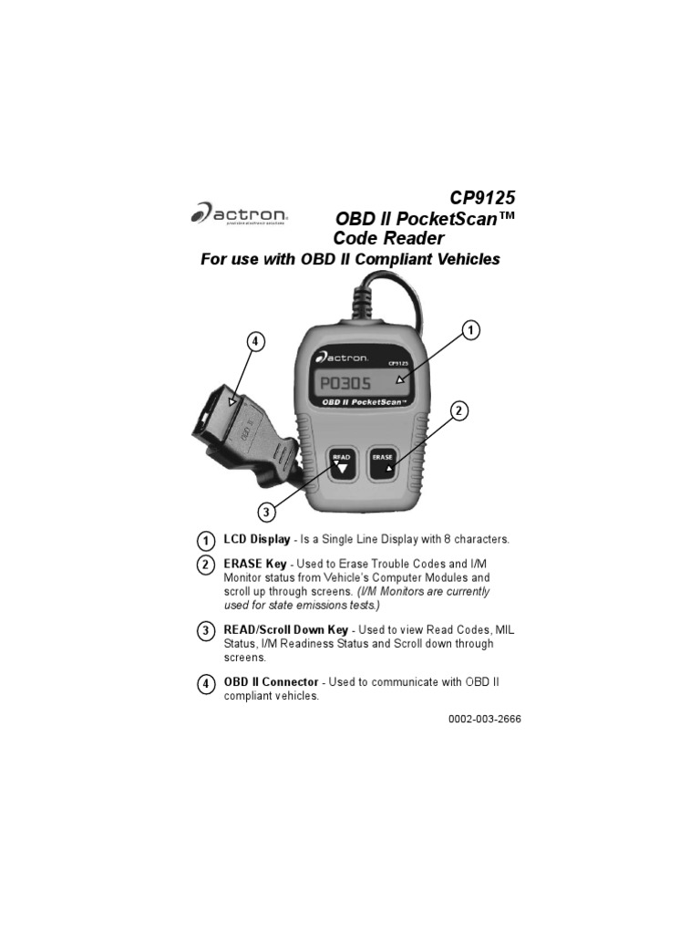Actron Cp9125 User Manual | PDF