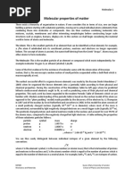 Molecular Properties of Matter