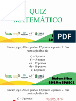 Quiz de matemática sobre subtração, adição, pontuação e temperatura