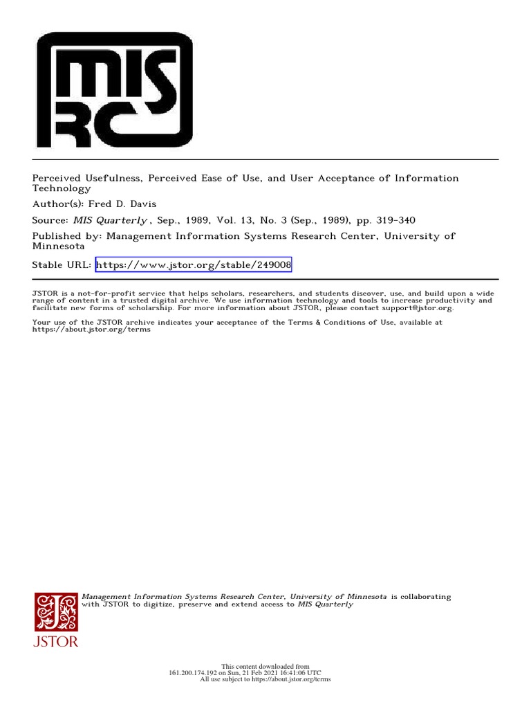 User Acceptance of Information Technology | PDF | Self Efficacy | Usability