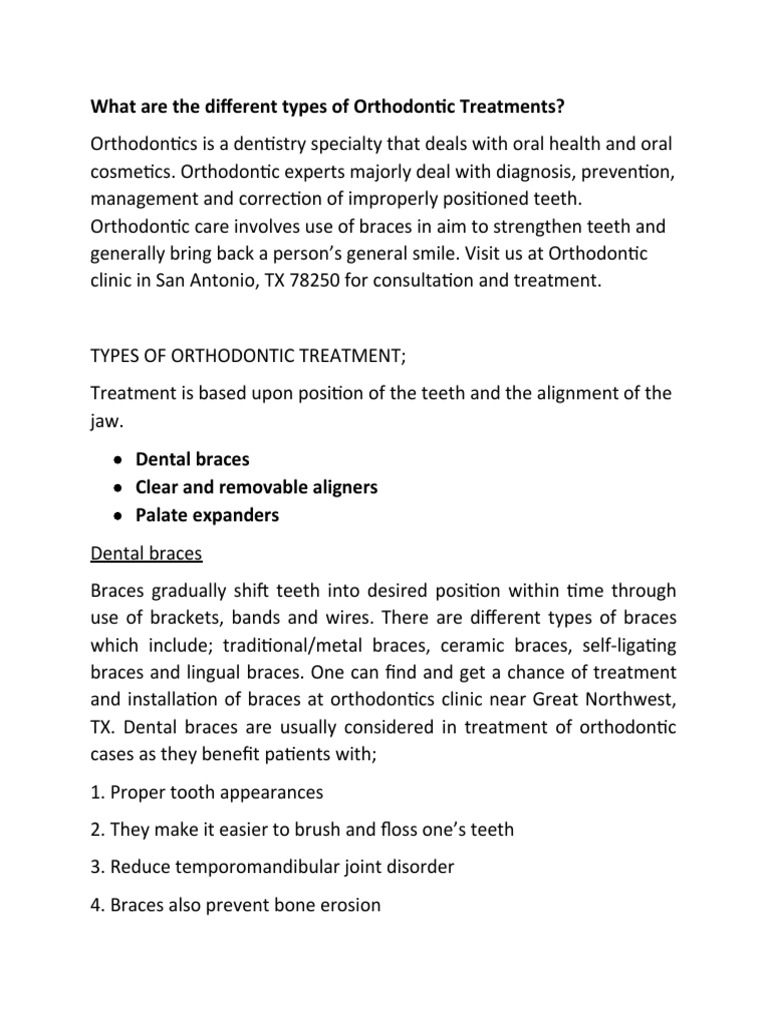 What Are The Different Types of Orthodontic Treatments PDF
