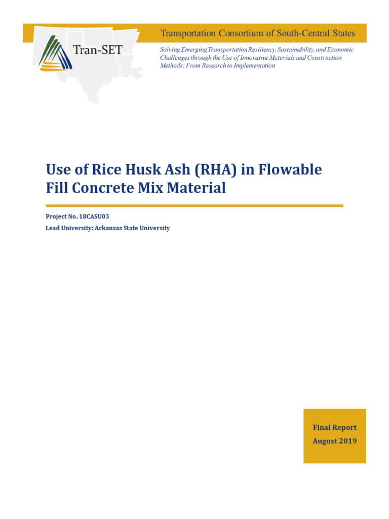 Use of rice husk ash rha in flowable fill concrete mix material