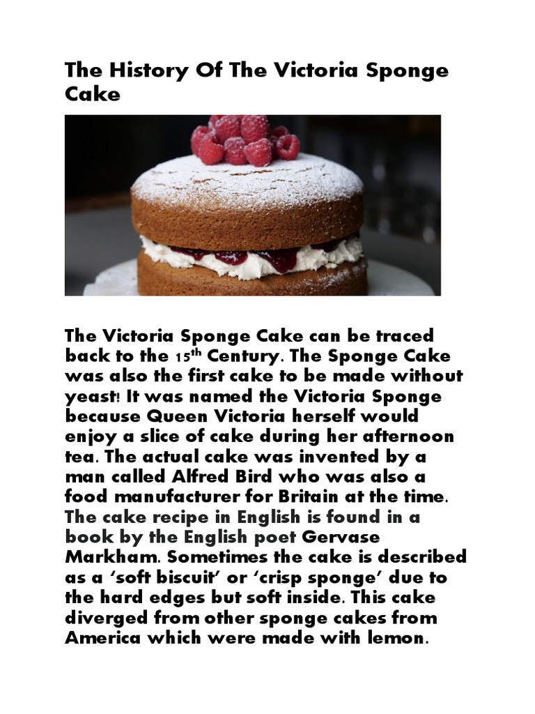 History of the Victoria Sponge Cake | PDF