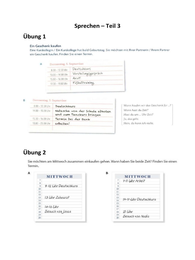 Sprechen - Teil 3 | PDF