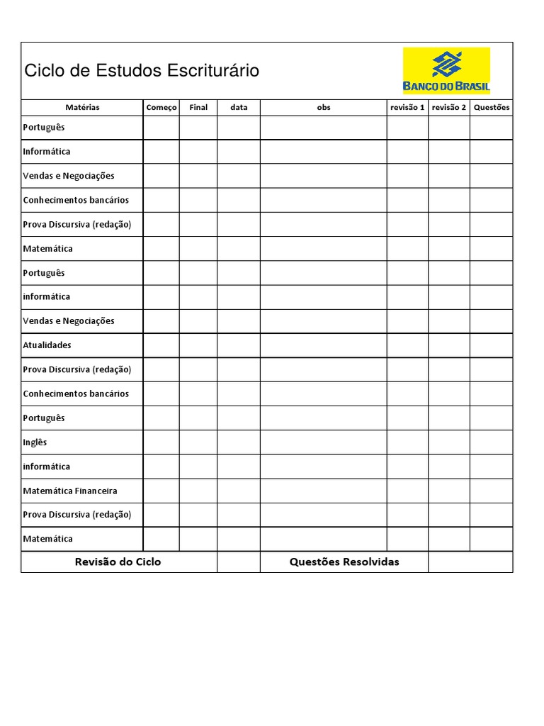 Ciclo de Estudos para Concurso BB | PDF