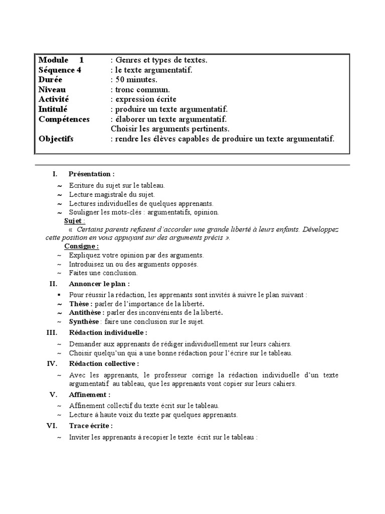 Rédiger un Texte Argumentatif: Guide | PDF