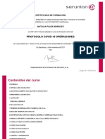 Protocolo COVID-19 - Operaciones - Certificado de Realización