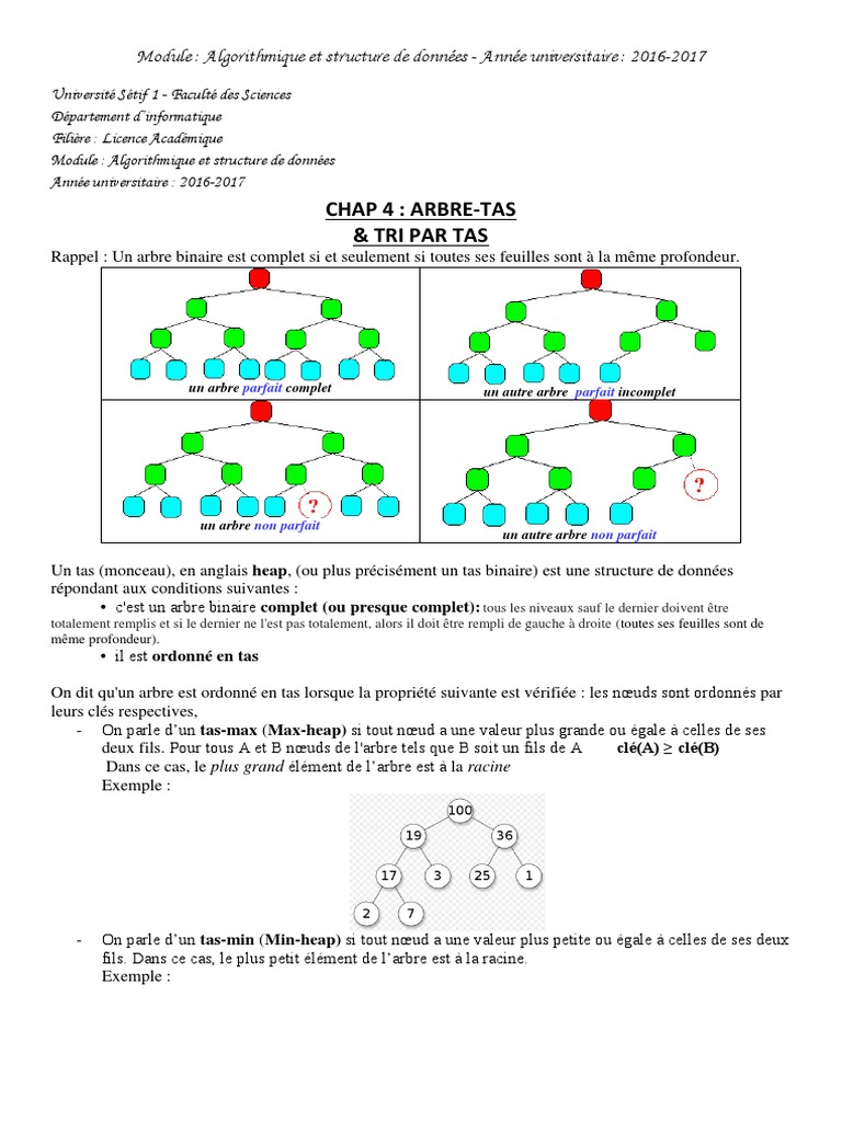 Arbre-Tas et Tri par Tas en Informatique | PDF | Informatique théorique ...