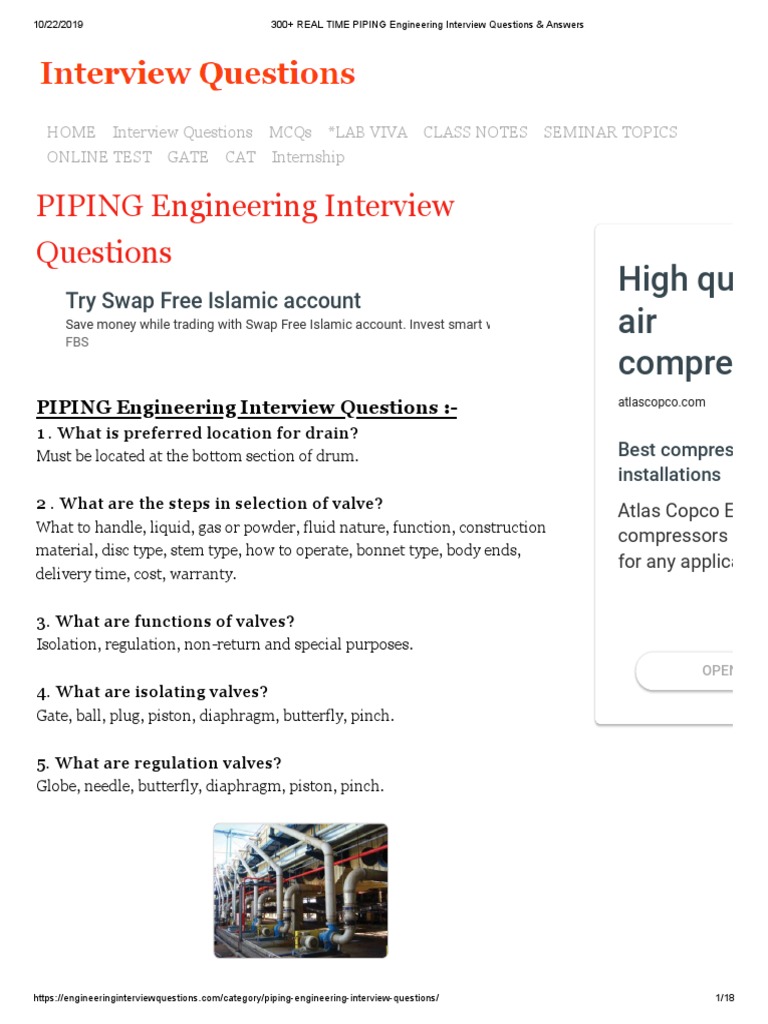 300+ REAL TIME PIPING Engineering Interview Questions & Answers PDF