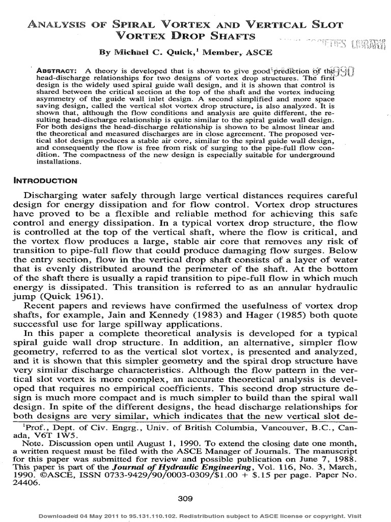 Vortex Vs Vertical Ds PDF Vortices Spillway