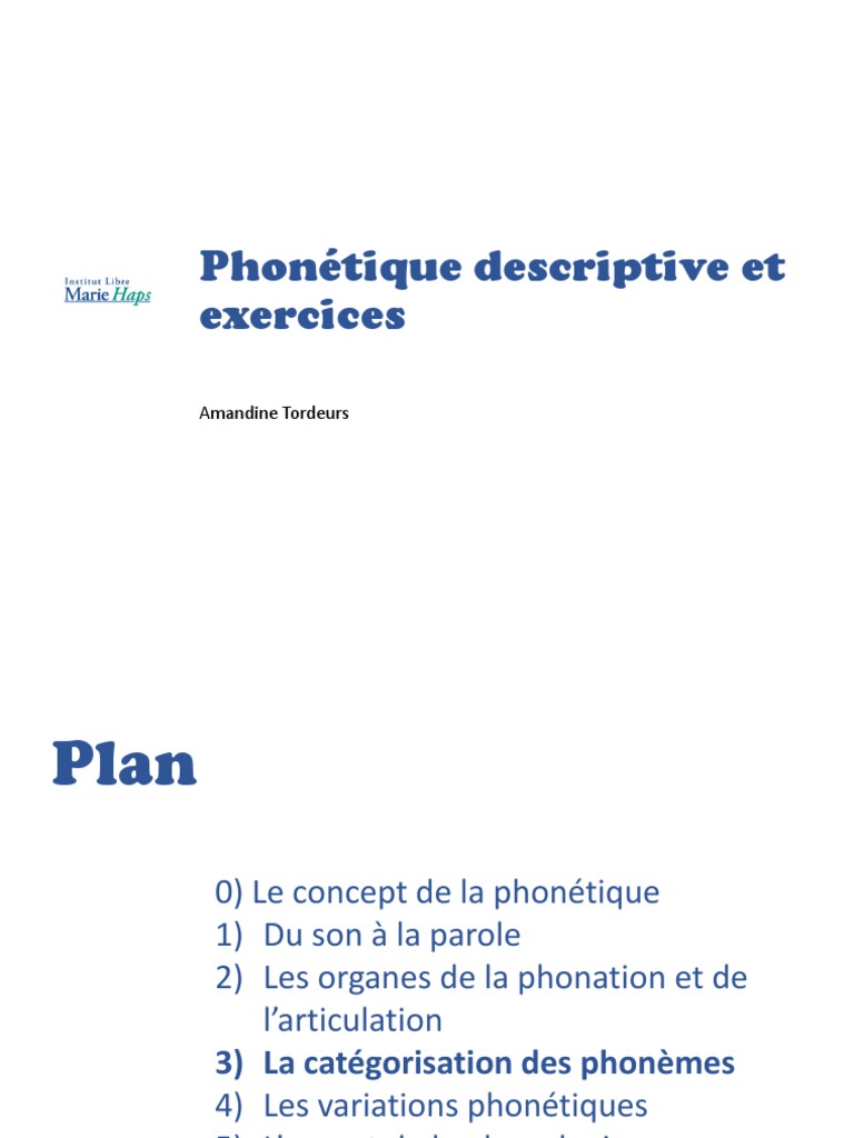 LOGV120 - Chapitre 3 Catég Des Phonèmes 2022 | PDF | Voyelle | Phonétique