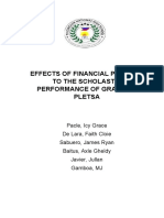 Effects of Financial Problem To The Scholastic Performance of Grade 10-Pletsa