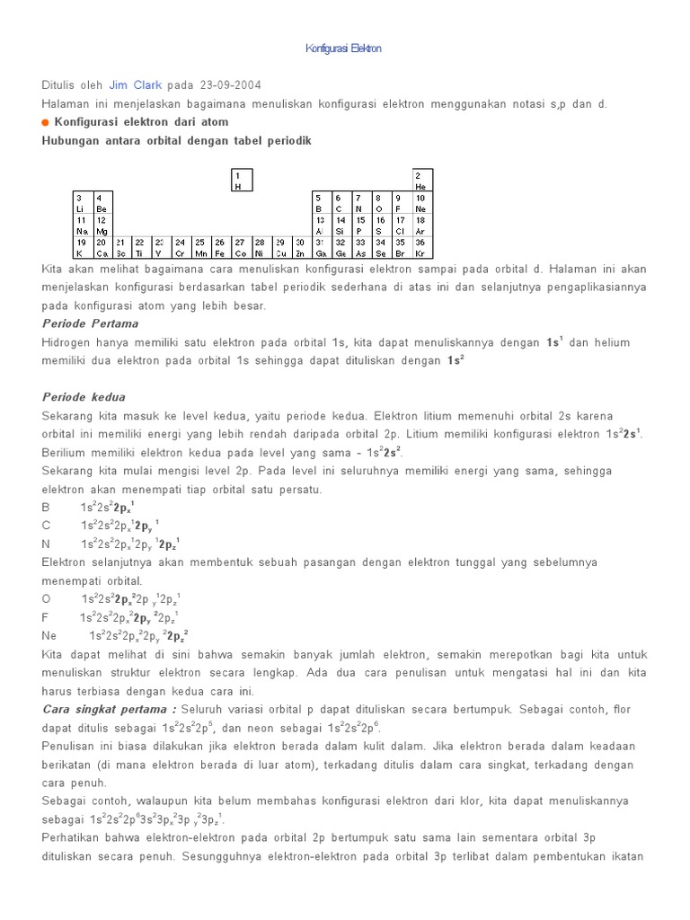 Konfigurasi Elektron | PDF