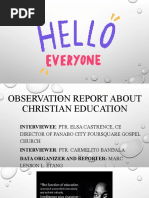 Observation Report About Christian Education