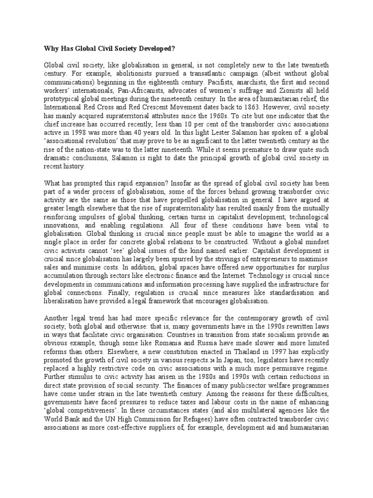 Growth of Global Civil Society Explained | PDF