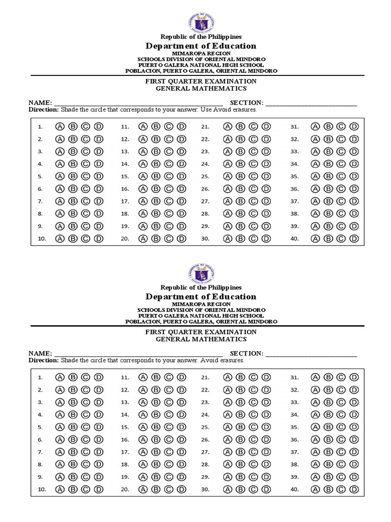MCQ Answer Sheet Shading | PDF