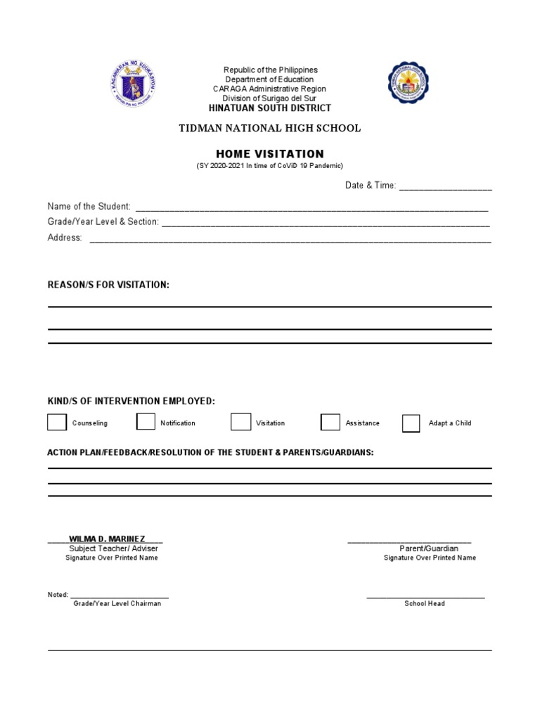 home-visitation-form-pdf-social-institutions