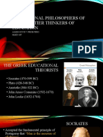 Educational Philosophers of The Frontier Thinkers of Education