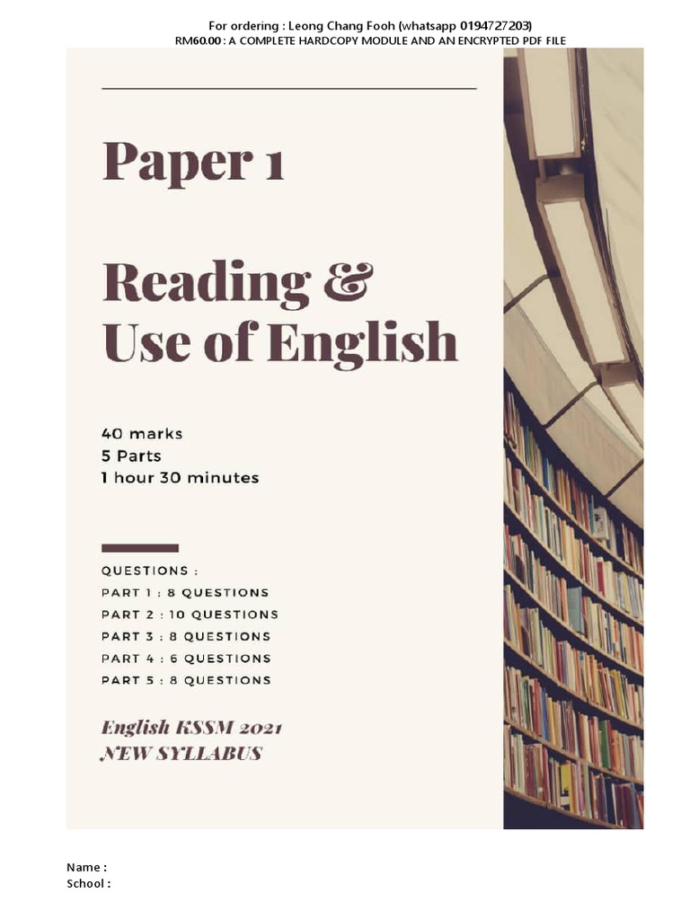 SPM KSSM Cefr 2021 Paper 1 Promo | PDF | Multiple Choice