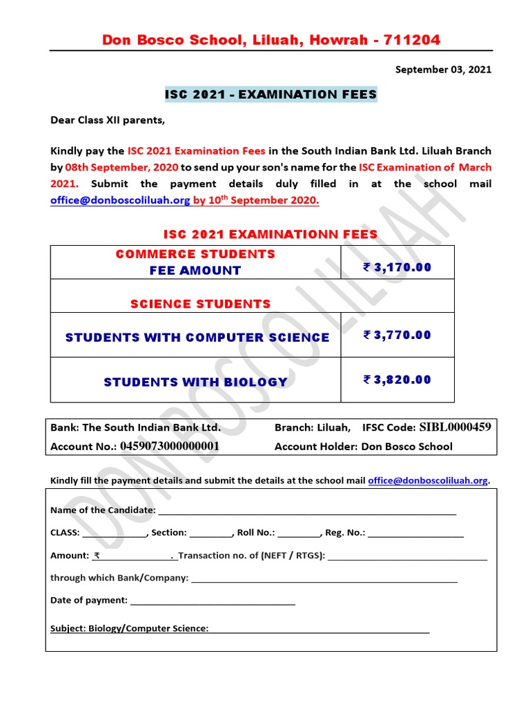 Don Bosco School, Liluah, Howrah 711204 PDF