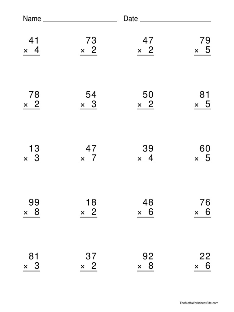 Math Multiplication Worksheets | PDF