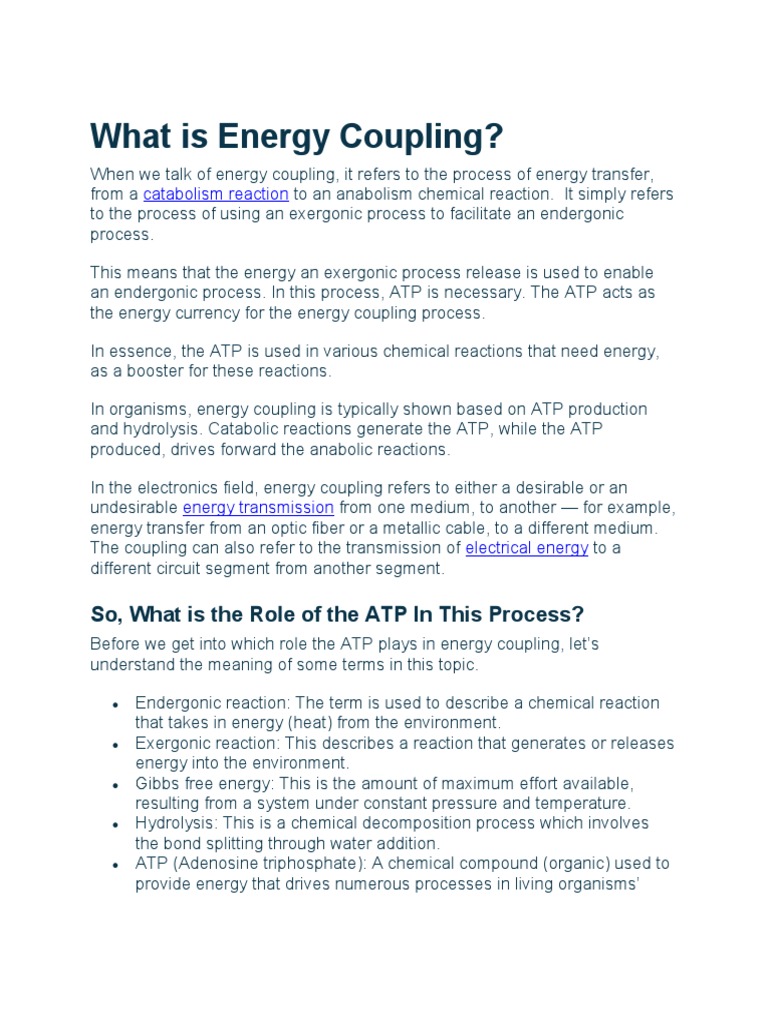 What is Energy Coupling PDF Adenosine Triphosphate Phosphorylation
