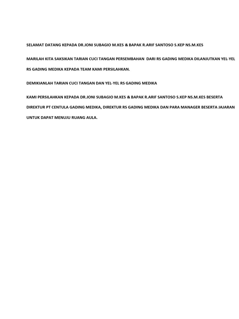 Tarian Cuci Tangan RS Gading Medika | PDF | Kesehatan Holistik