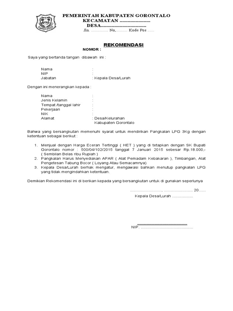 Rekomendasi pendirian pangkalan lpg 3kg di desa pdf