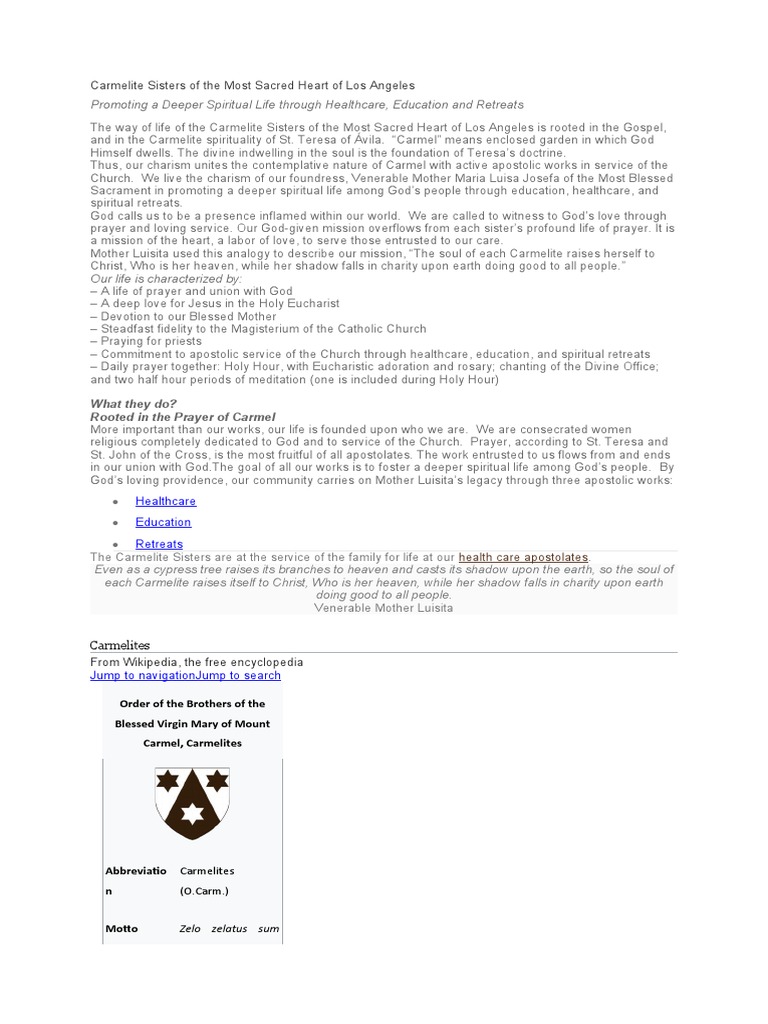 The Spiritual Mission Of The Carmelite Sisters Promoting Deeper Prayer