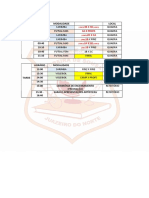 Horários esportivos sexta-feira escola