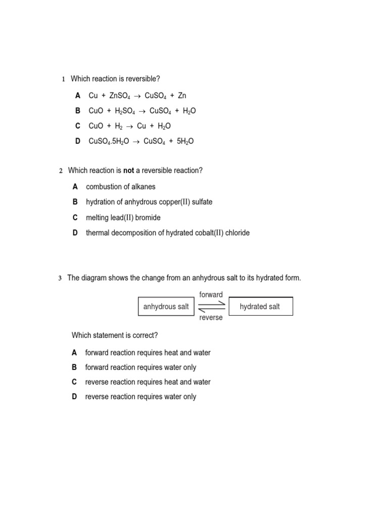 Reversible Reactions in Chemistry | PDF | Sodium Carbonate | Sets Of ...