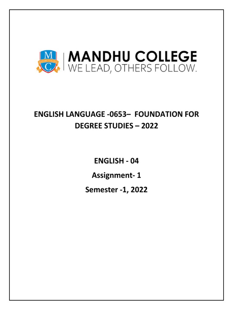 English 4 Assignment 1 Pdf