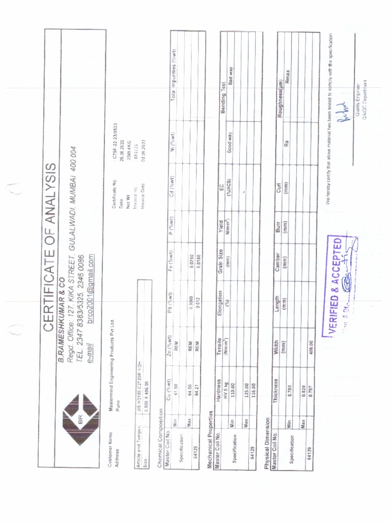 RMTC and Lab Certificate | PDF