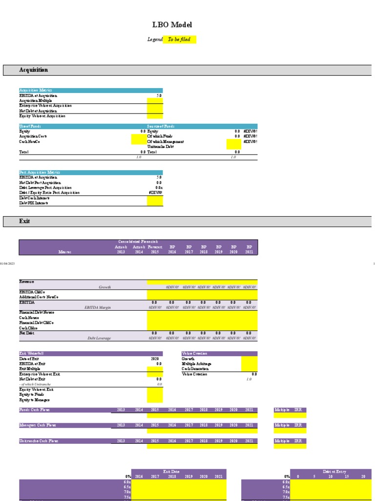 LBO Model Cas Elèves v2 PDF Working Capital Equity (Finance)