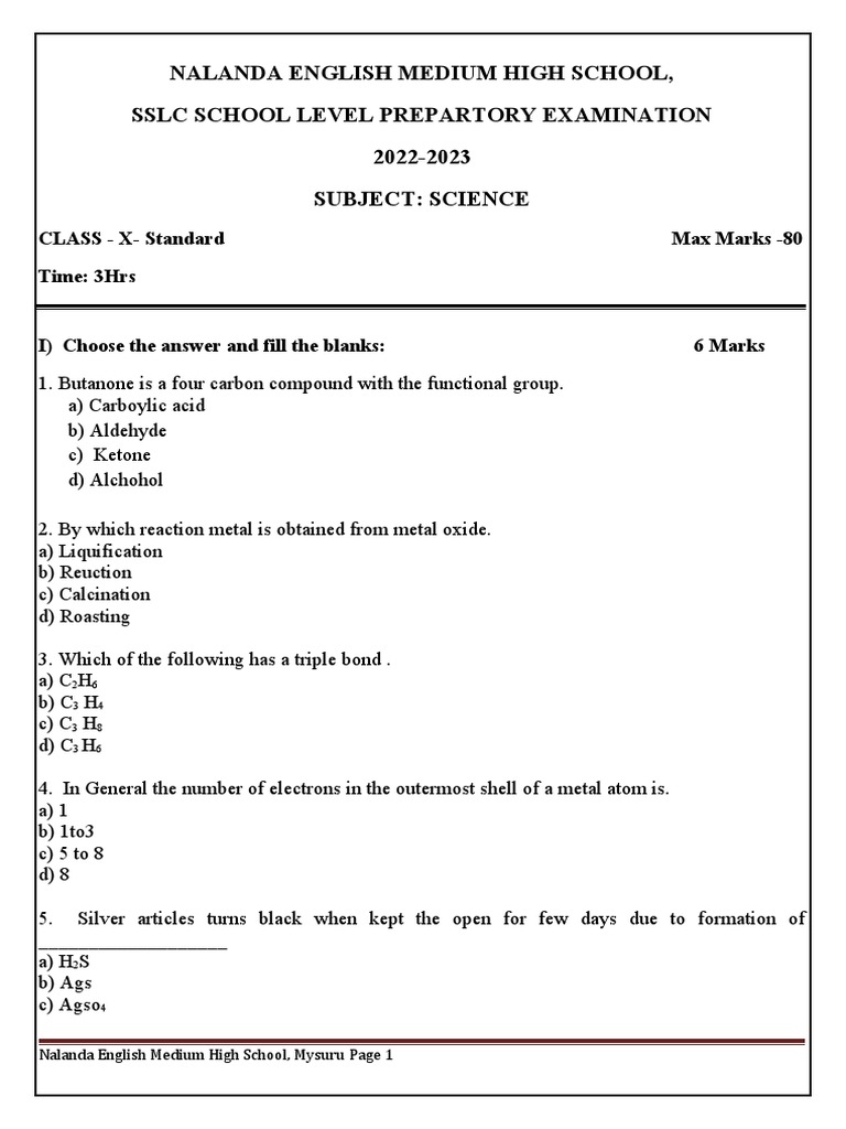 SSLC Science Question Paper 2022 | PDF | Incandescent Light Bulb ...