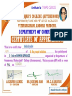 Certificate For Ashish Yadav For - E - Quiz On BANKING & FINANCE